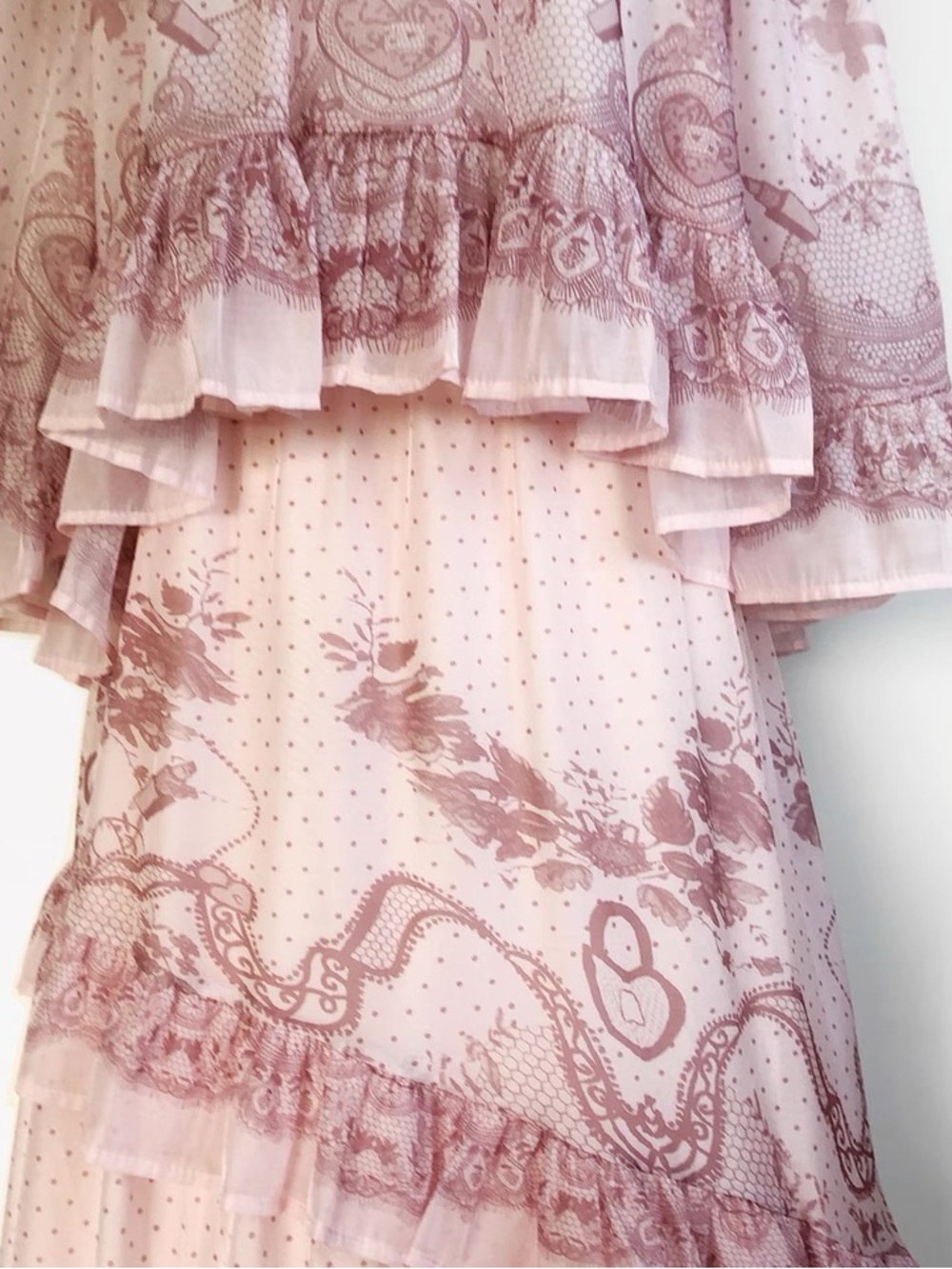 Designer-style Pink Ruffle Maxi Two-Piece Dress - Picture 10 of 12